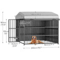 HOOBRO Outdoor Dog Kennel with Cover, 6.6 X 6.6 X 6.4 Ft Dog Kennel outside with Waterproof Roof and Rotating Feeding Bowls, Heavy-Duty Large Cage Enclosure, Dog Playpen Fence, Black