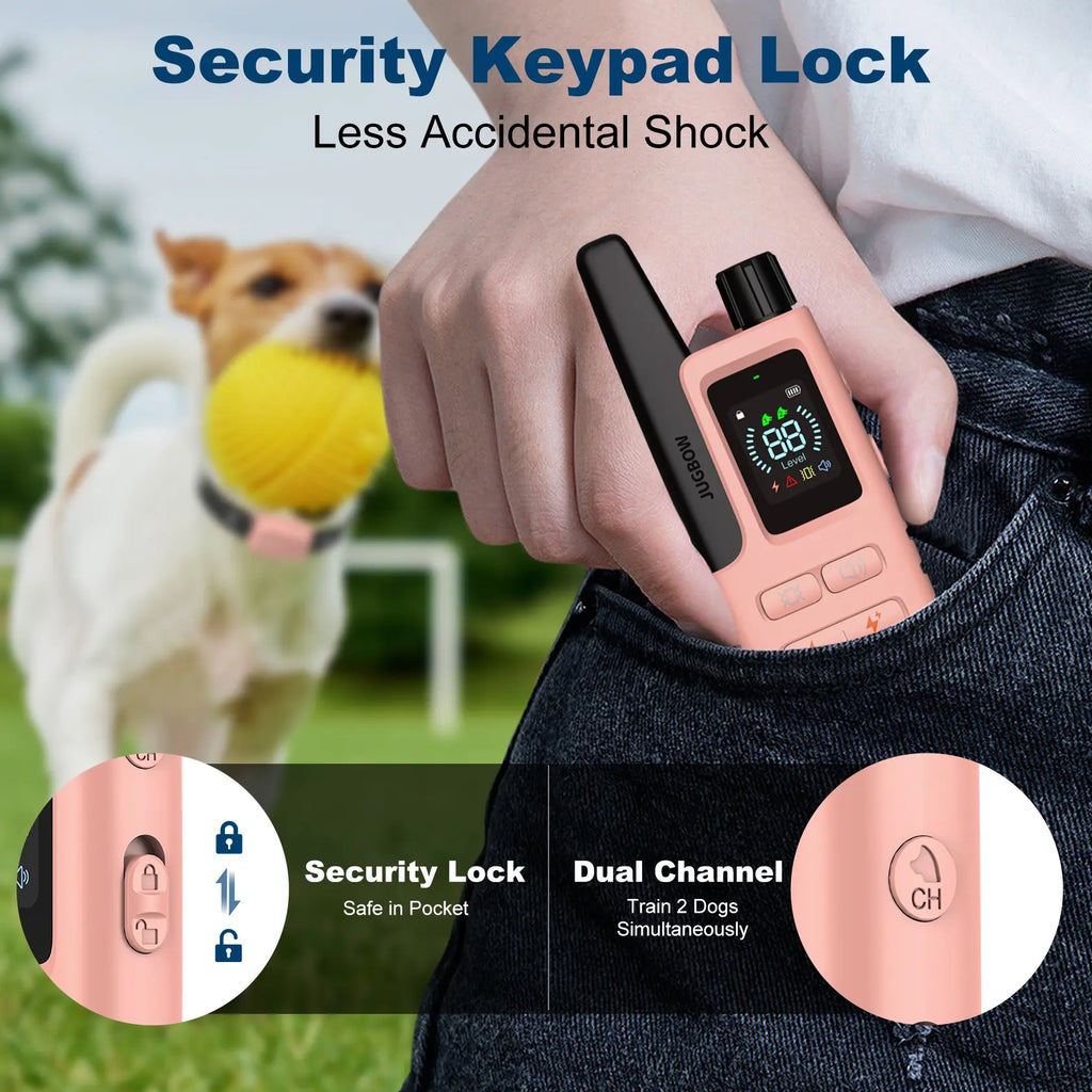 Jugbow Dog Training Collar - 4500FT Dog Shock Collar with Remote, 4 Training Modes, Security Lock, IPX8 Waterproof, Rechargeable E-Collar for All Breeds DT61