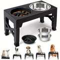 Elevated Dog Bowls, 5 Adjustable Heights Raised Dog Bowl Stand, with 2 Stainless Steel Dog Food Bowls and 1 Slow Feeder Dog Bowl, Adjusts to Height 3.2" to 12.2" for Small Medium Large Dogs Feeding