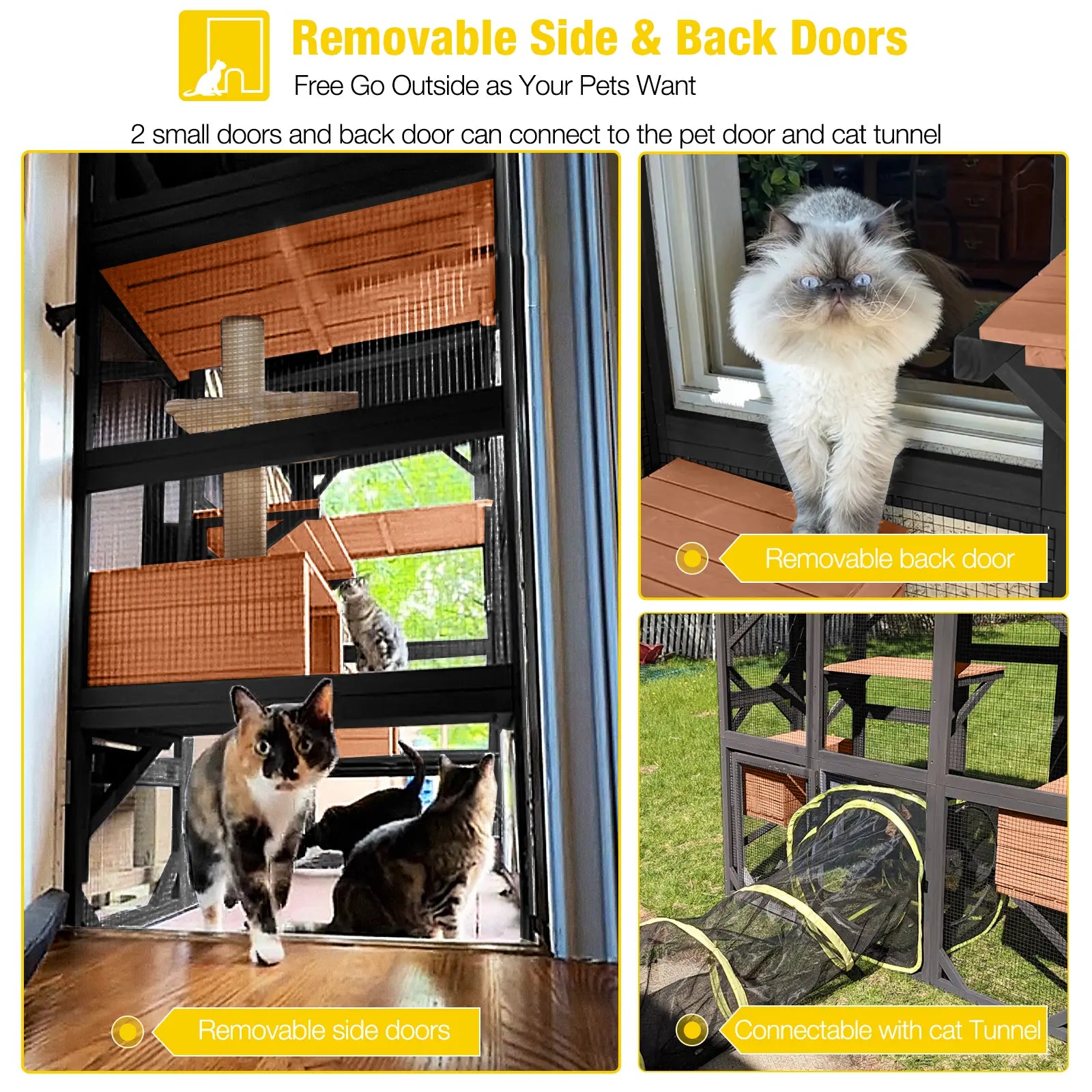 Aivituvin-Air37-M Walk-In Large Cat Enclosure with Roof Tarp - Connects to Windows or Cat Doors,Outdoor Catio，Catfuriture
