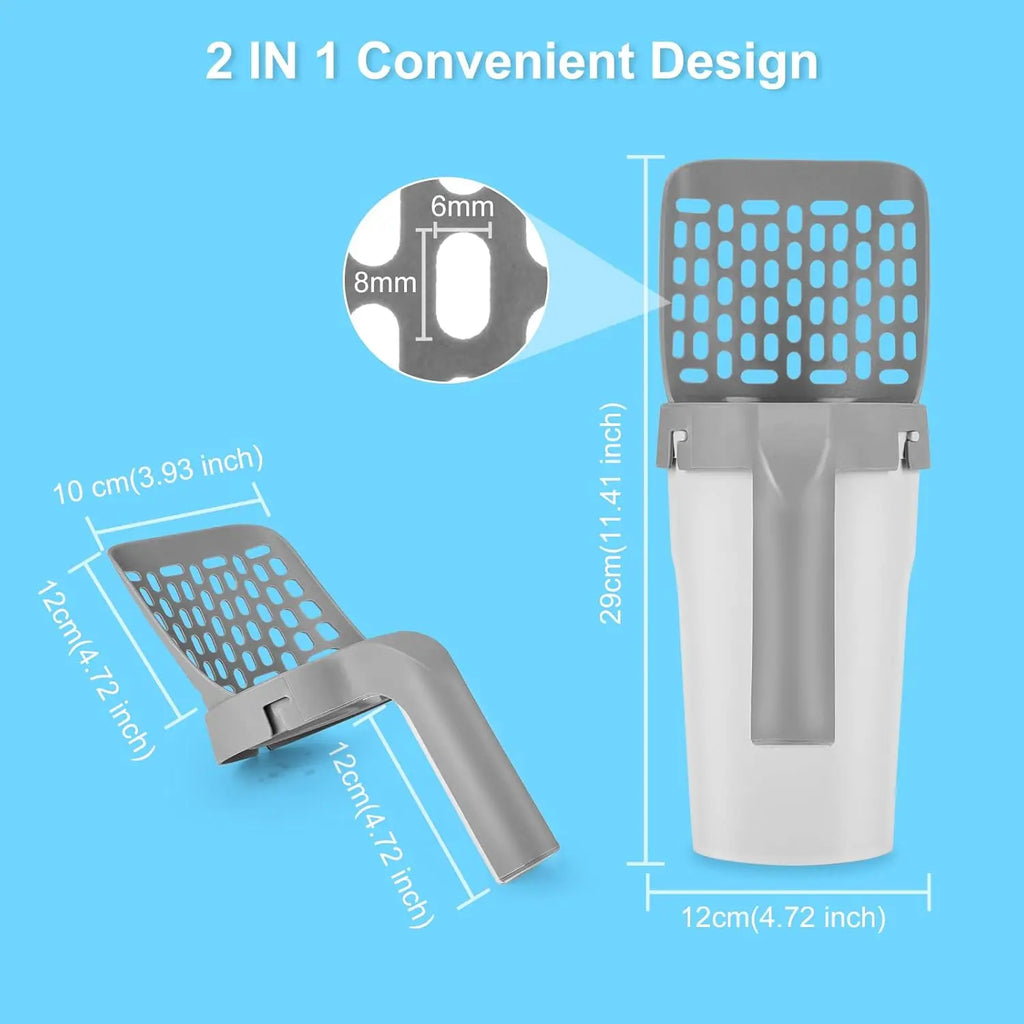 【Deals for You】Cat Litter Scooper with Holder, Cat Litter Shovel with Refill 45 Bags(3 Boxes of 15 Bags), Large Capacity Cat Scooper Portable Shovel