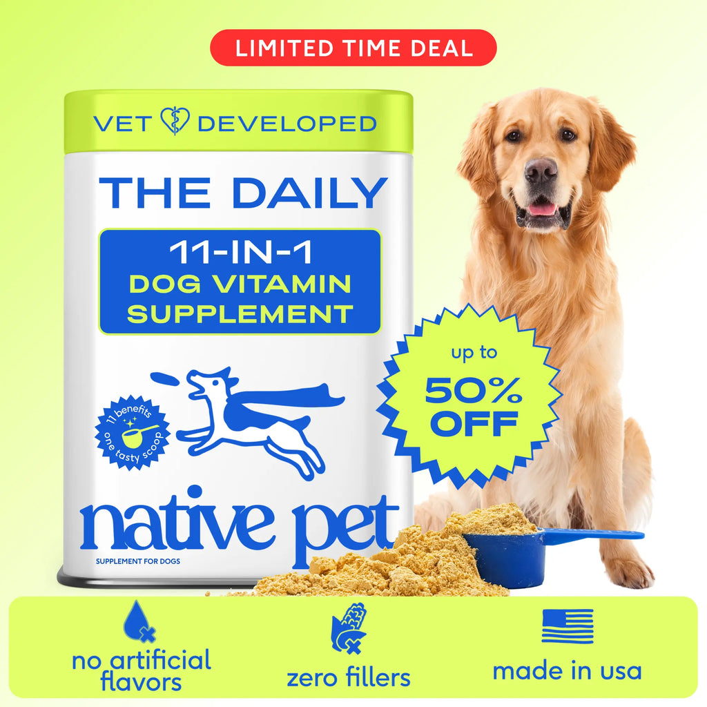 Native Pet Dog Vitamins & Supplements - 11-In-1 Vitamin Powder for Dog Food Topper - Collagen, Glucosamine, Probiotics, Omega & More- Supports Healthy Gut, Mobility & Overall Health