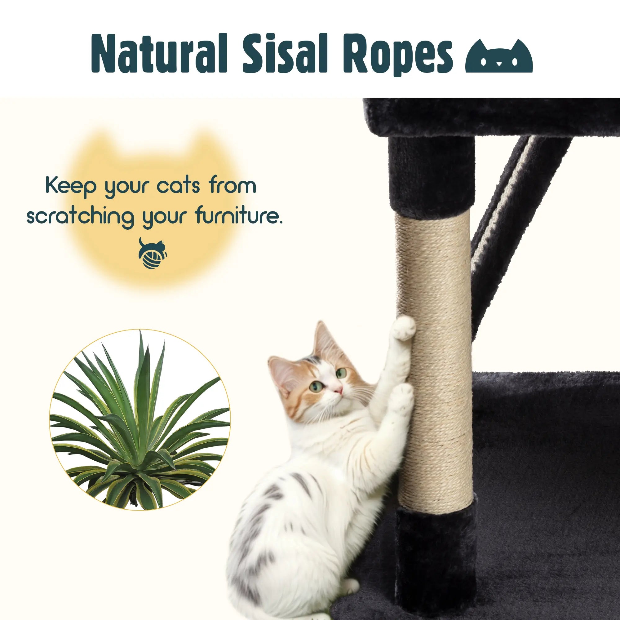 HOOMIC 65In Multi-Level Large Cat Tree Tower for Indoor Cats/Furniture Activity Center with Wide Base/Cozy Plush Cat Perches/Cat Condo with Baskets/Sisal Scratching Posts and Hammock #Tiktokshopfalldealsforyou