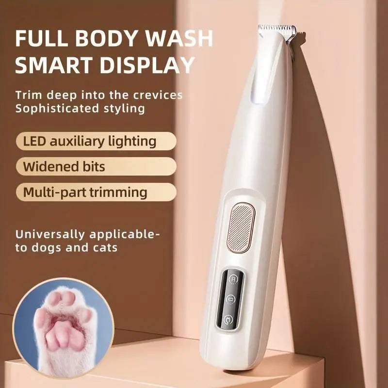 Rechargeable Pet Hair Trimmer Kit, Pet Paw Trimmer, Cordless Quiet Dog Trimmer for Grooming with LED Light, Small Dog Grooming Clippers for Dogs & Cats, Pet Grooming Tool,Waterproof, Low Noise Pet Shaver