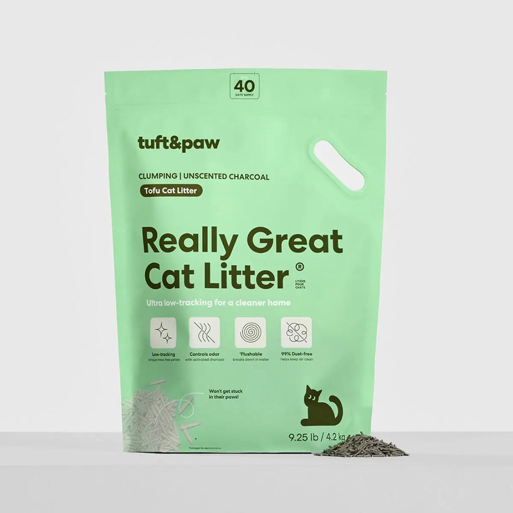 Really Great Cat Litter - Low-Tracking Tofu Cat Litter, Flushable, Clumping, Dust Free, Natural Eco Friendly Pellets, Odor Control