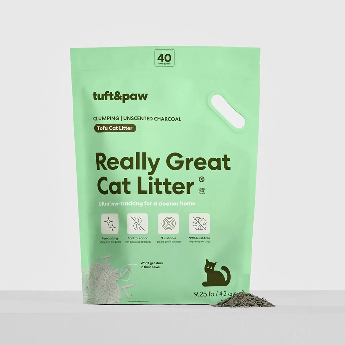 Really Great Cat Litter - Low-Tracking Tofu Cat Litter, Flushable, Clumping, Dust Free, Natural Eco Friendly Pellets, Odor Control