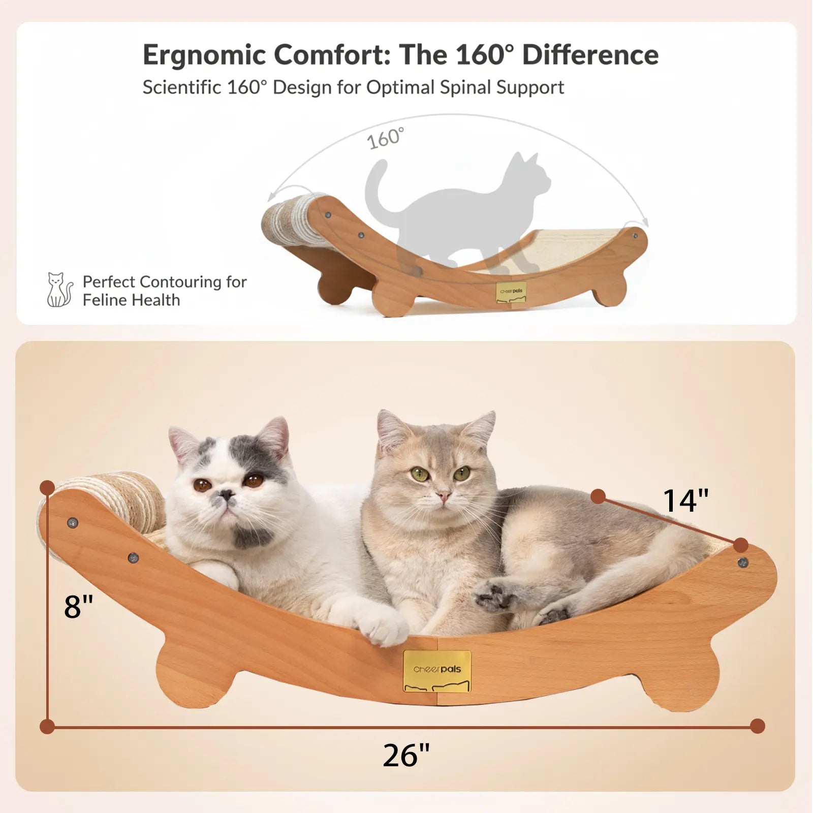 Extra Large Sisal Cat Scratching Bed, Nartural Sisal Wear-Resisitant Cat Scratcher, Cat Paw Pad for Large Cats, Cat Scratching Board Protects Cat from Scratching, Wooden Cat Home Furniture