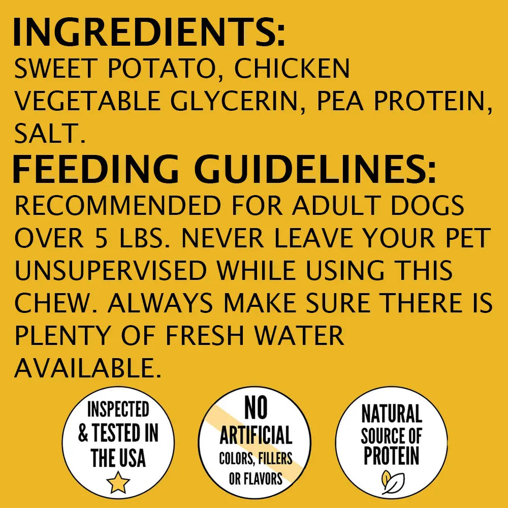 Hubert Gourmet Sweet Potato Wraps Dog Treats All-Natural Puppy Snacks - Chicken & Duck Flavor Dog Chips
