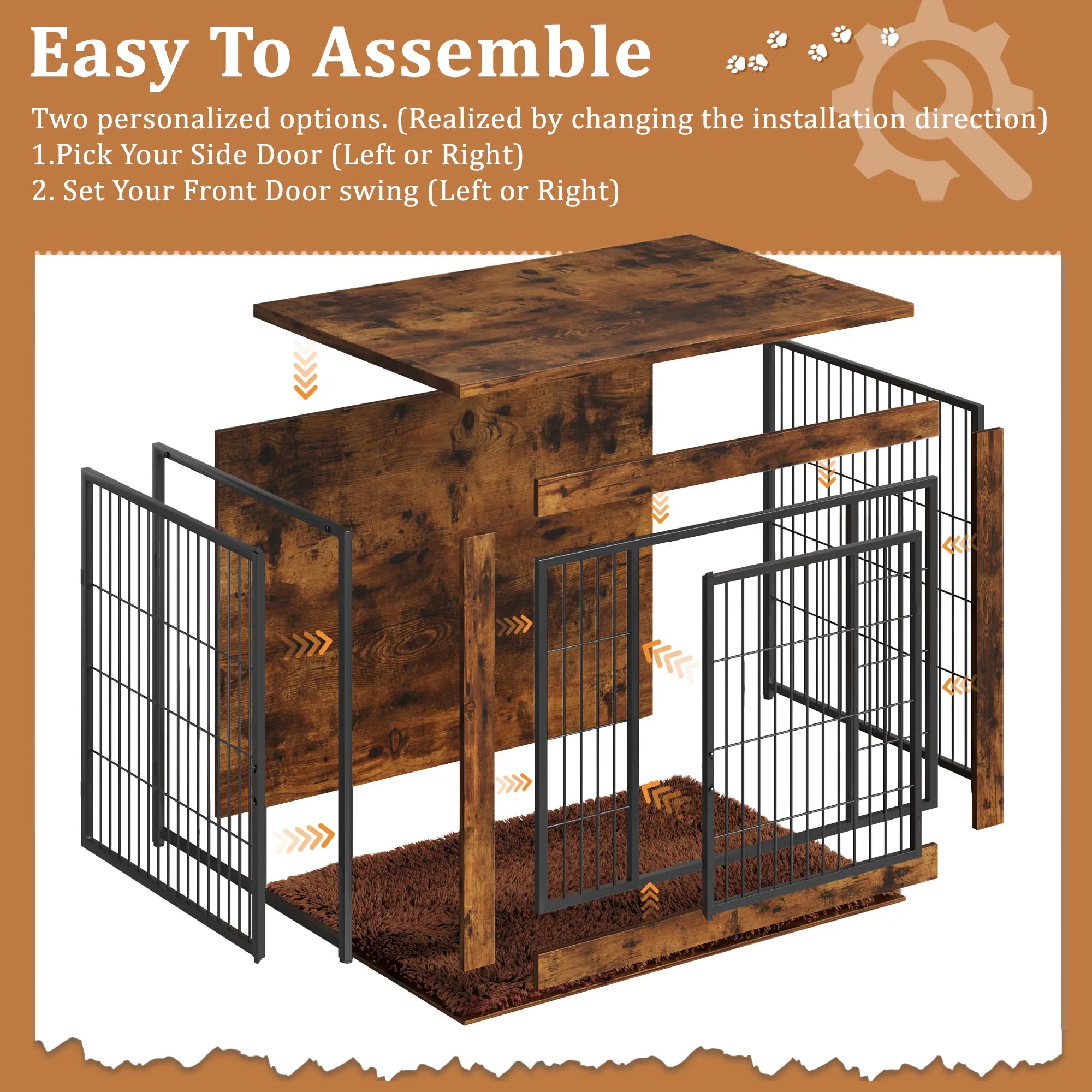 Warcat Dog Crate Furniture with Thick Cushion, Side End Table Wooden Dog Cage with Double Doors, Chew-Resistant Dog Kennel Dog House Indoor for Small to Large Dog #Aprilstockup#Tiktokshopstockup#Tiktokshopmothersday#Summervibes#Petlovers
