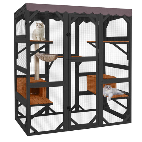 Aivituvin-Air37-M Walk-In Large Cat Enclosure with Roof Tarp - Connects to Windows or Cat Doors,Outdoor Catio，Catfuriture