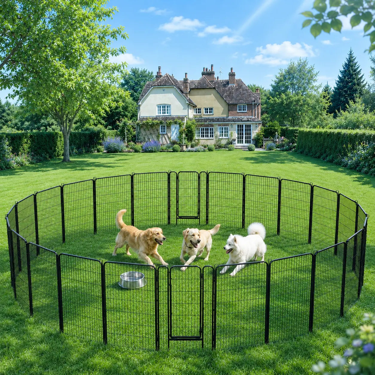【Heavy Duty】Yaheetech Dog Playpen 6/8/12/16 Panels Metal Pet Playpen, Outdoor Indoor Dog Exercise Barrier Fence, 24/32/40/47 Inch