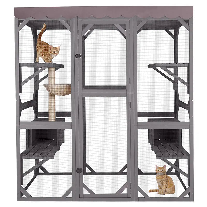 Aivituvin-Air37-M Walk-In Large Cat Enclosure with Roof Tarp - Connects to Windows or Cat Doors,Outdoor Catio，Catfuriture