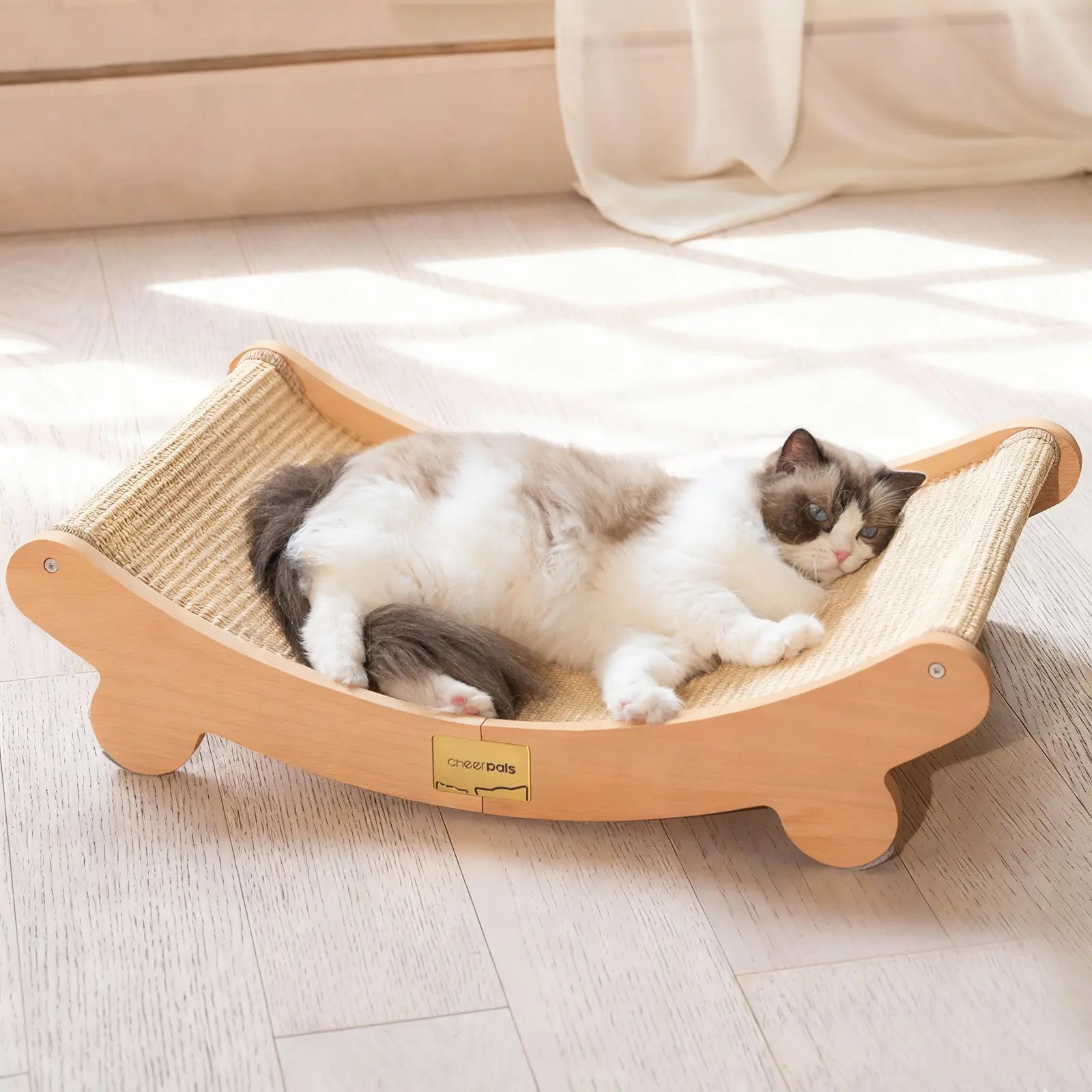 Extra Large Sisal Cat Scratching Bed, Nartural Sisal Wear-Resisitant Cat Scratcher, Cat Paw Pad for Large Cats, Cat Scratching Board Protects Cat from Scratching, Wooden Cat Home Furniture