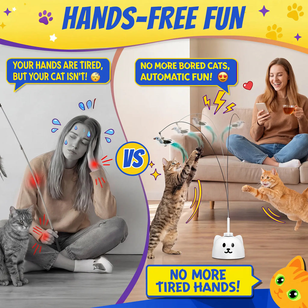 CATPICK Interactive Cat Toys for Indoor Cats Automatic Electric Flying Bird Feather Wand Toy with Automatic Function and Electric Flying Bird for Continuous Entertainment