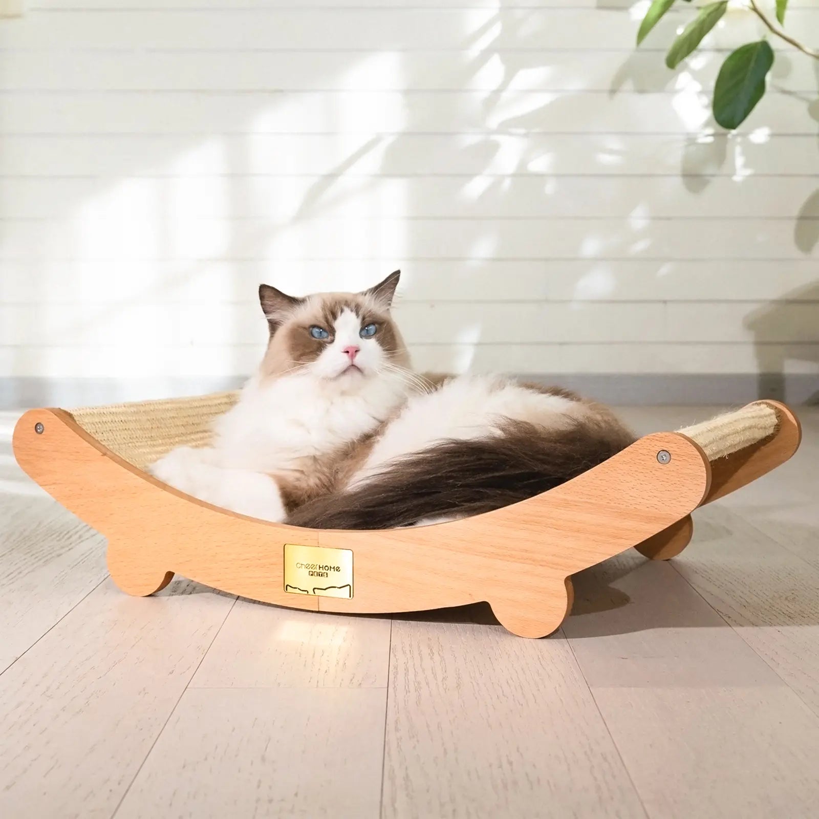Extra Large Sisal Cat Scratching Bed, Nartural Sisal Wear-Resisitant Cat Scratcher, Cat Paw Pad for Large Cats, Cat Scratching Board Protects Cat from Scratching, Wooden Cat Home Furniture