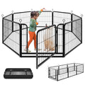 Dog Playpen Outdoor Extra Wide 12 Piece Panels Heavy Duty Anti-Rust Coating-Strengthened Dog Fence 40" Height with Doors Portable for RV Camping Yard, Total 32FT, 79 Sq.Ft, Snowy Black PS781