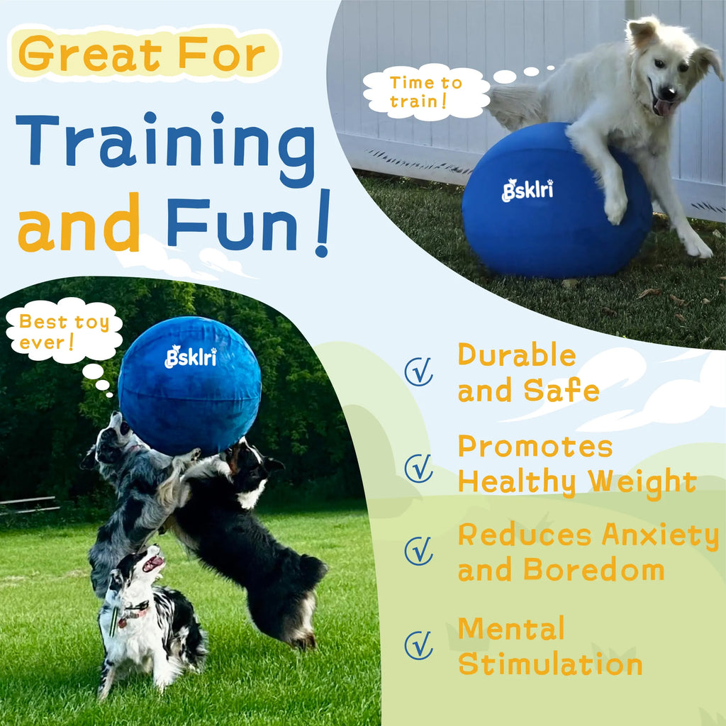 Inflatable Herding Ball for Dogs – Push & Chase Interactive Outdoor Dog Toy (NOT for Aggressive Chewer)