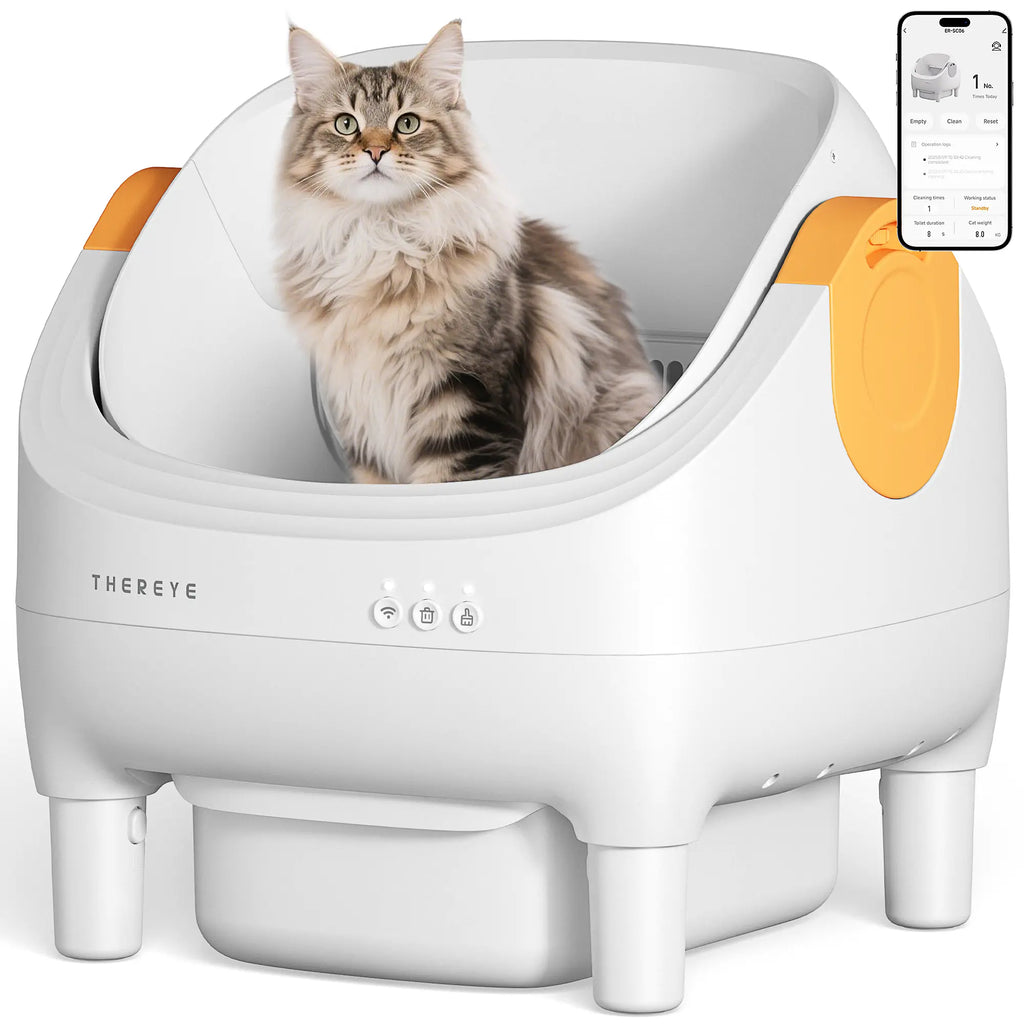 Thereye Open-Top Self-Cleaning Cat Litter Box, Automatic with App Control Wifi Odor-Free Waste Disposal Includes Trash Bags Litterbox