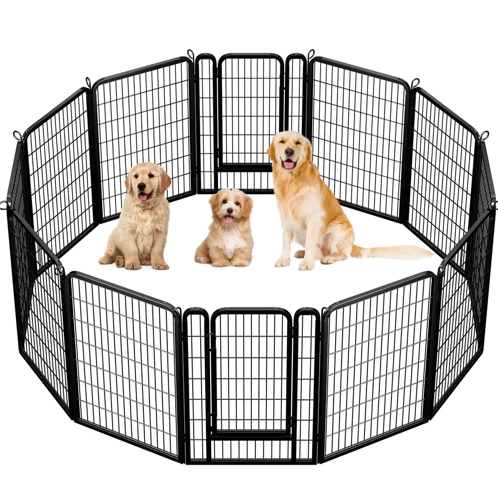 【Heavy Duty】Yaheetech Dog Playpen 6/8/12/16 Panels Metal Pet Playpen, Outdoor Indoor Dog Exercise Barrier Fence, 24/32/40/47 Inch