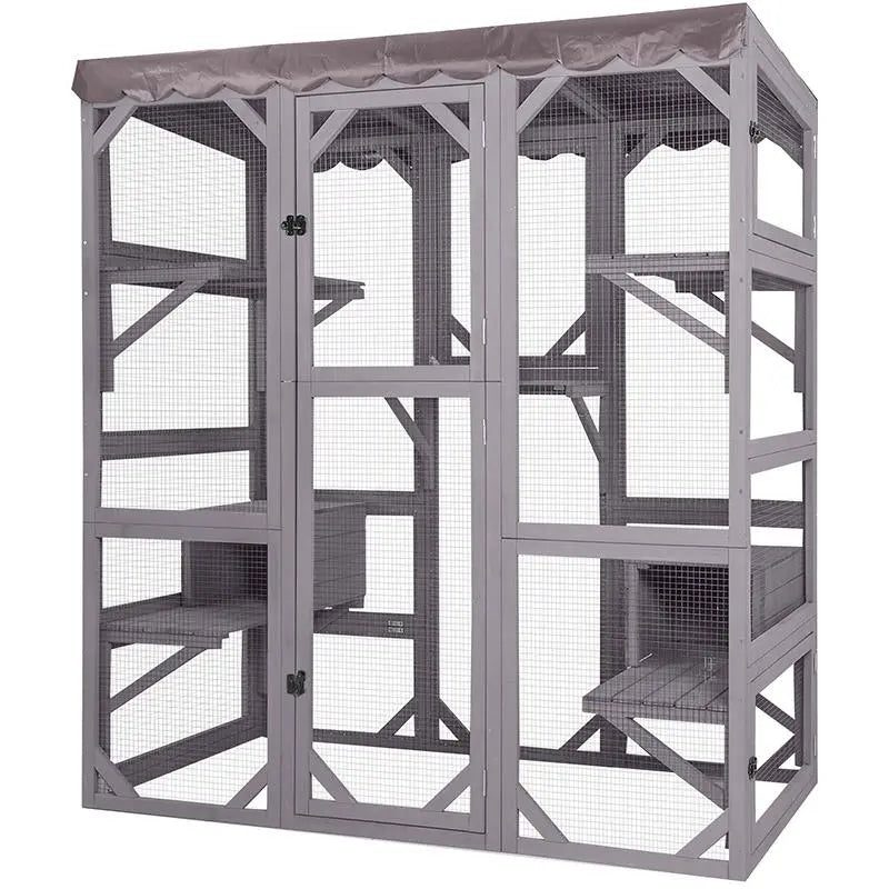 Aivituvin-Air37-M Walk-In Large Cat Enclosure with Roof Tarp - Connects to Windows or Cat Doors,Outdoor Catio，Catfuriture