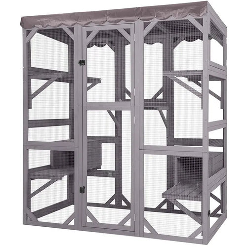 Aivituvin-Air37-M Walk-In Large Cat Enclosure with Roof Tarp - Connects to Windows or Cat Doors,Outdoor Catio，Catfuriture