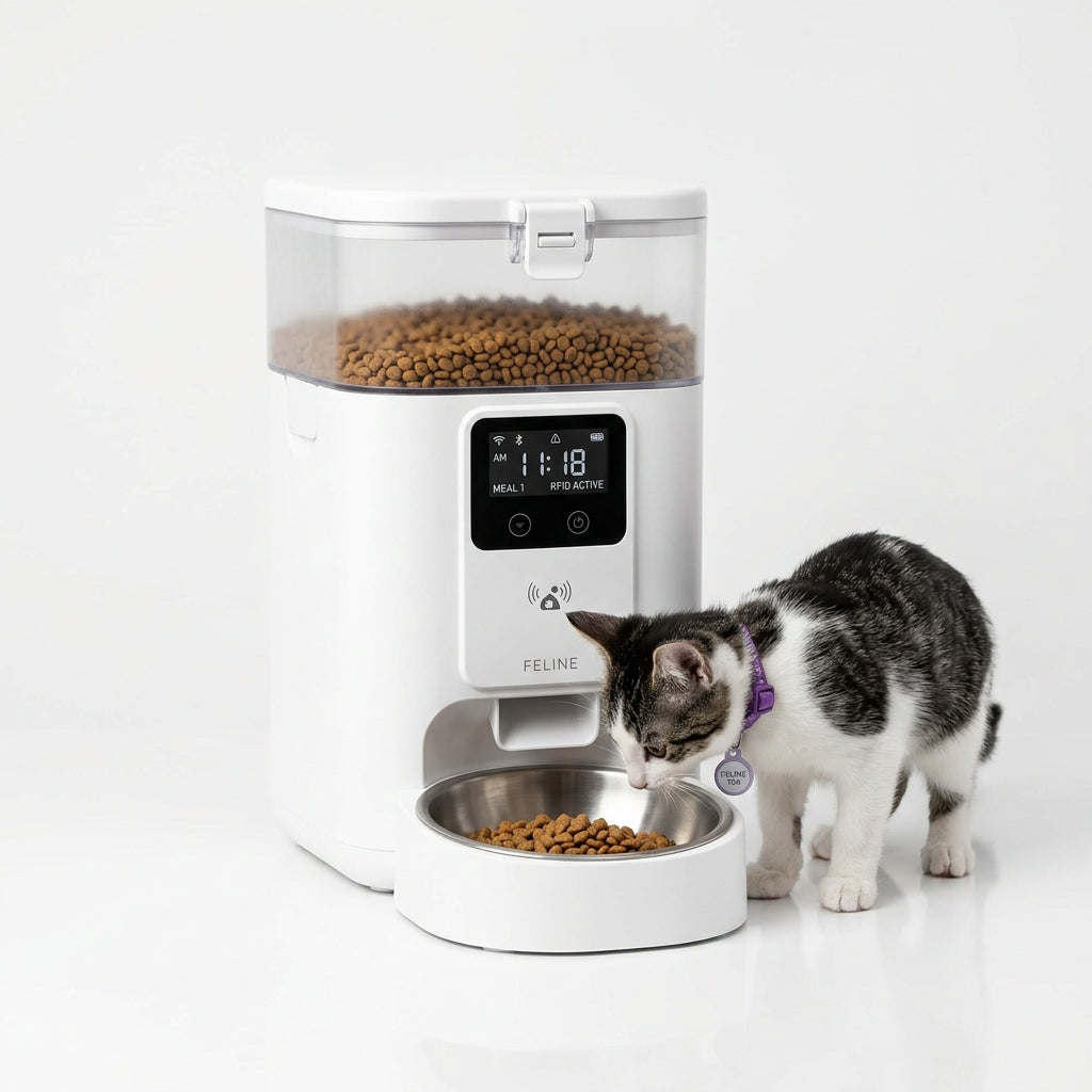 PETLIBRO Upgraded RFID Automatic Cat Feeder, 5G Wi-Fi Automatic Pet Feeder, 3L Auto Cat Feeder App Control with Light Collar Tag, Tag Activated One Automatic Cat Food Dispenser 1-10 Meals Control