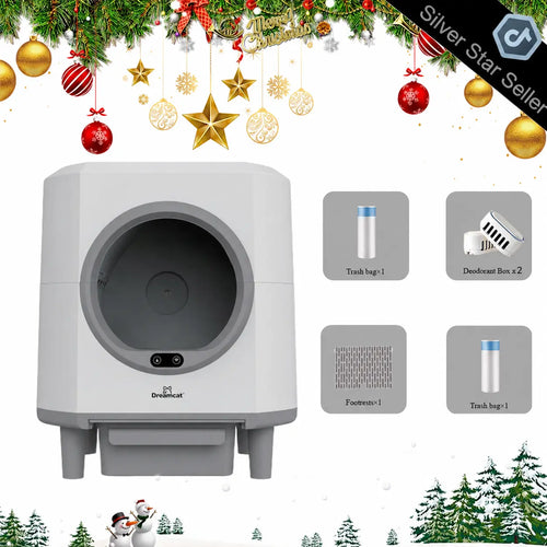 9Dreamcat Smart Cat Litter Box, Hands-Free Self-Cleaning, Large-Capacity, Odor-Free, APP Control, Multi-Cat Home, Modern Design, Includes Floating Brush & Aroma Box