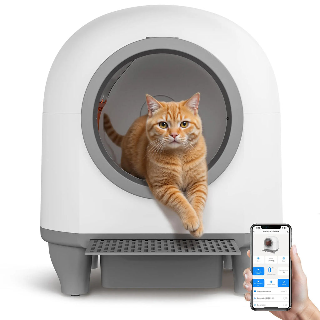 Warcat Smart Low-Noise Auto-Cleaning Litter Box 90L Self Cleaning Cat Litter Box App-Controlled via 2.4G Wifi with Smart Sensors, Safety Protection, Easy Maintenance, Easy Setup & Clean Springshine Springstatements Springbreak