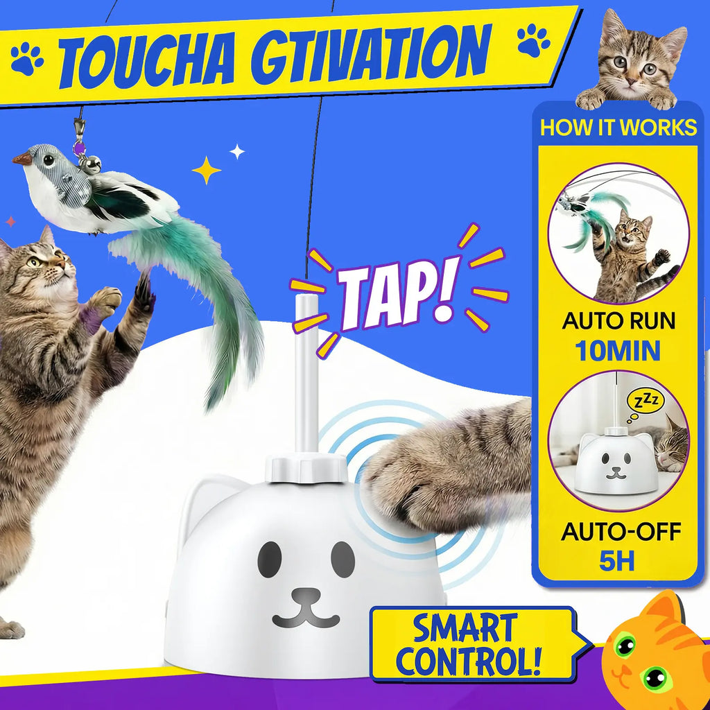 CATPICK Interactive Cat Toys for Indoor Cats Automatic Electric Flying Bird Feather Wand Toy with Automatic Function and Electric Flying Bird for Continuous Entertainment
