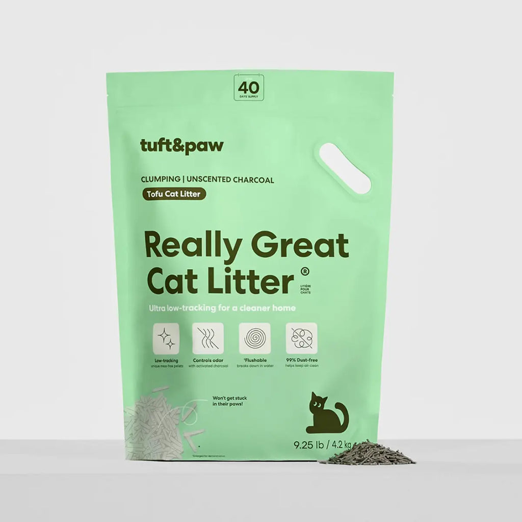 Really Great Cat Litter - Low-Tracking Tofu Cat Litter, Flushable, Clumping, Dust Free, Natural Eco Friendly Pellets, Odor Control