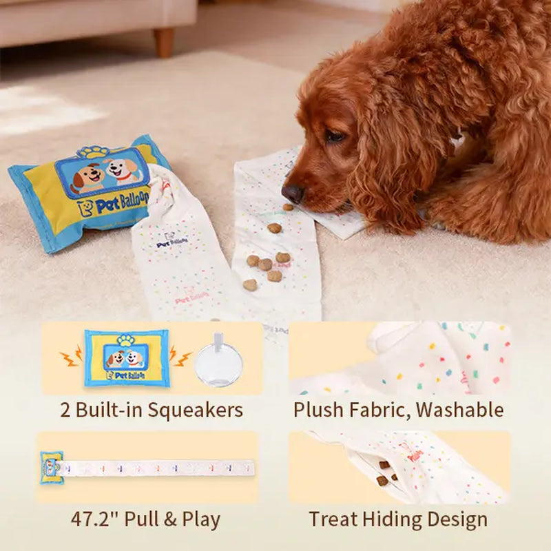 Snuffle Dog Toy Durable No-Stuffing Wet-Wipe Style Treat Pockets Double Squeakers Extra-Long Tug Design Interactive Puzzle for All Dog Sizes Dog Toys Squeaky Noise Dog Accessories Dog Products Omega Bite Dog Targetpet Corrector