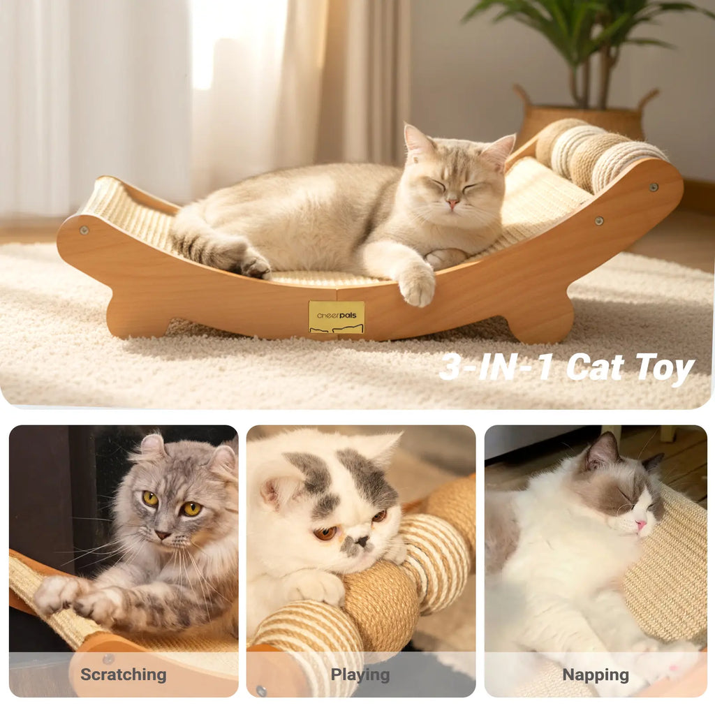 Extra Large Sisal Cat Scratching Bed, Nartural Sisal Wear-Resisitant Cat Scratcher, Cat Paw Pad for Large Cats, Cat Scratching Board Protects Cat from Scratching, Wooden Cat Home Furniture